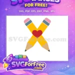 Free Yellow Pencils Free Red Heart School Free SVG - Instant Download