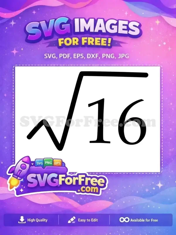 Free Square Root Free of Sixteen School Free SVG