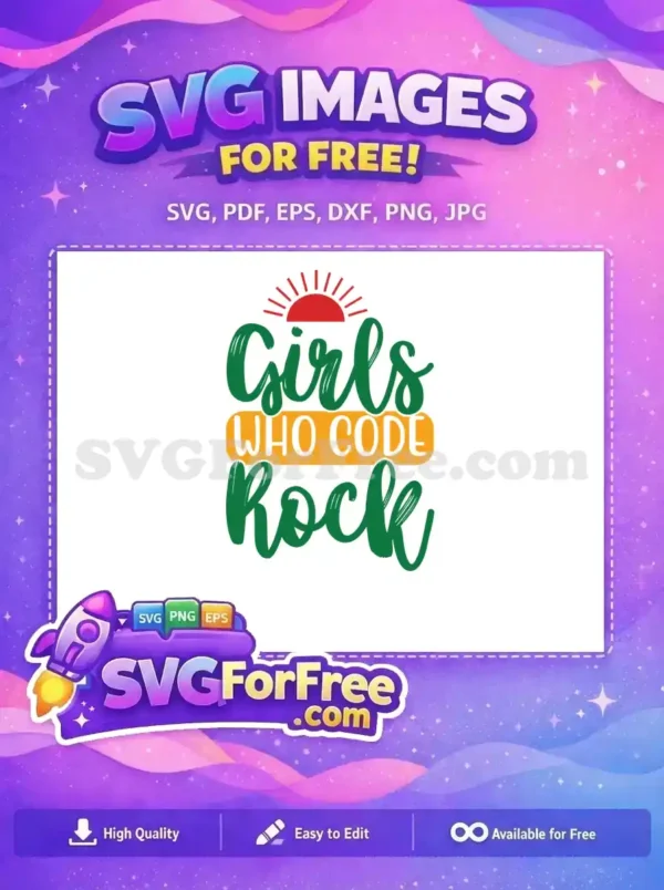 Free Red Sun Free Green Girls Who Code Rock Free SVG
