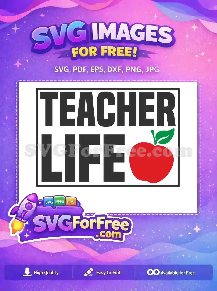 Free Teacher Life Free Red Apple School Free SVG