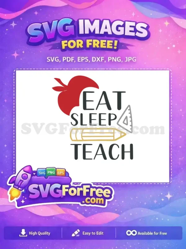 Free Red Apple Free Eat Sleep Teach School Free SVG