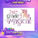 Free Pink Heart Unicorn Free 2nd Grade School Free SVG - Instant Download