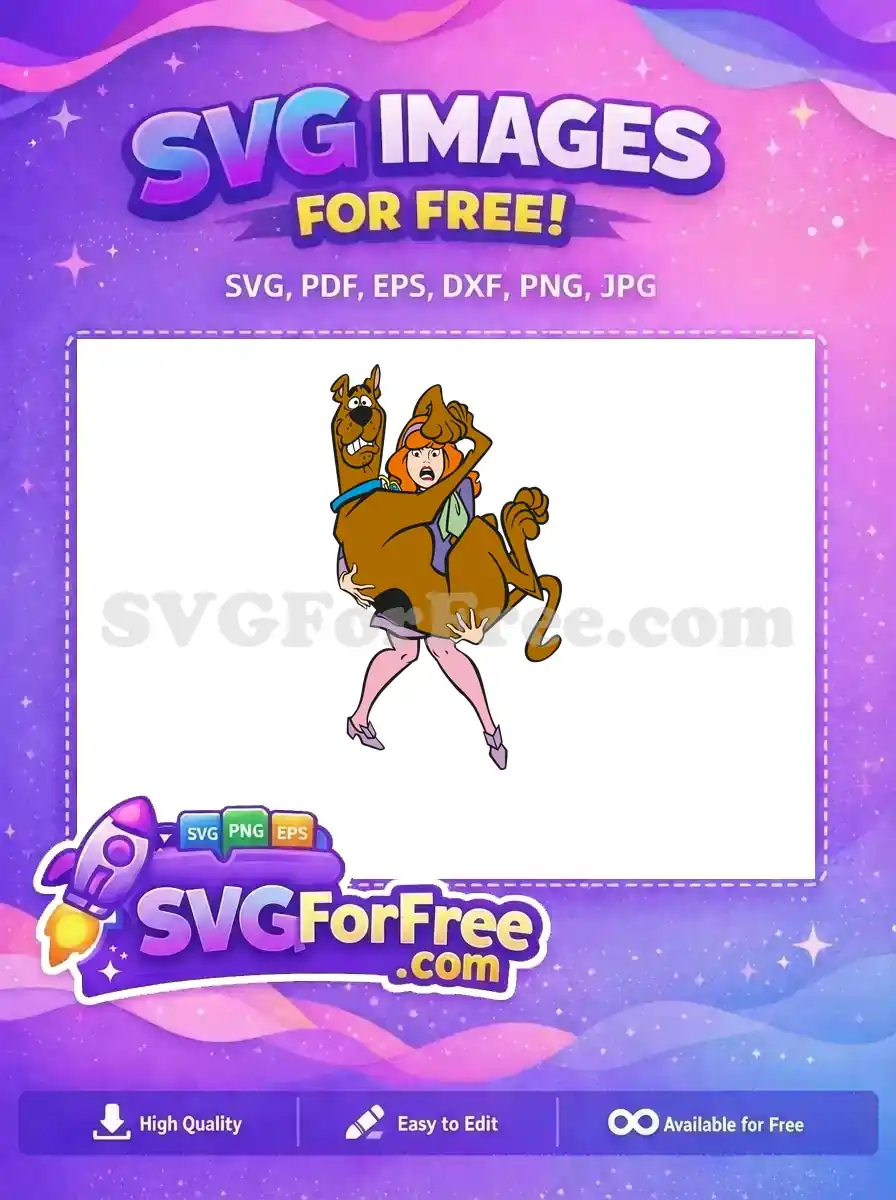 Free Scared Daphne Free Holding Brown Scooby Scooby-Doo Free SVG
