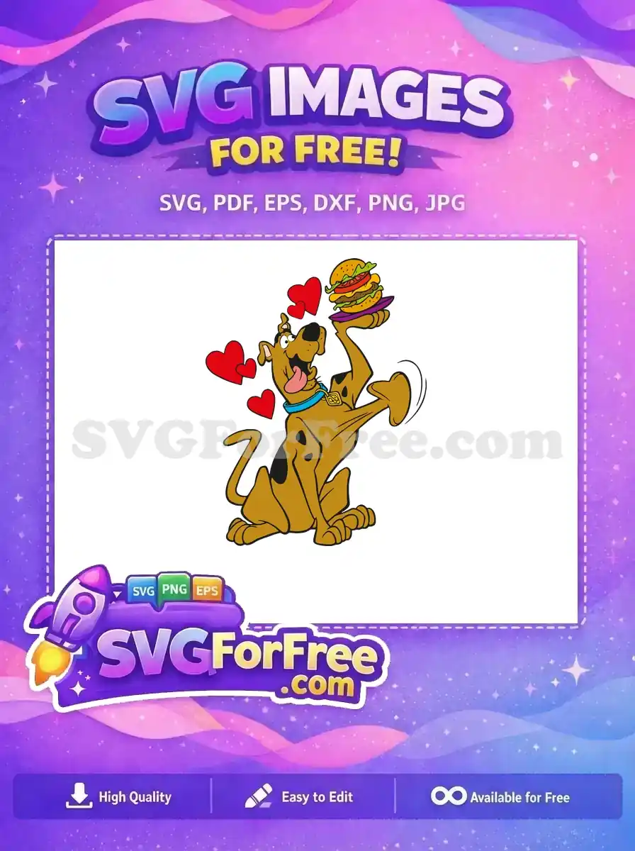 Free Hearts Eyes Free Burger Holding Scooby Doo Free SVG