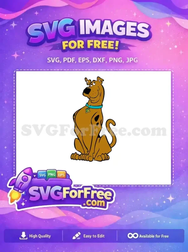 Free Brown Smiling Scooby Free Teal Collar Scooby Doo Free SVG