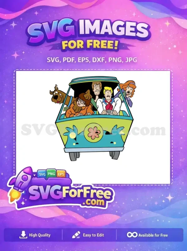 Free Scared Gang in Van Free Mystery Machine Ride Free SVG