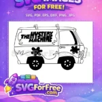 Free Mystery Machine Van Free Black Flowers Scooby Doo Free SVG - Instant Download