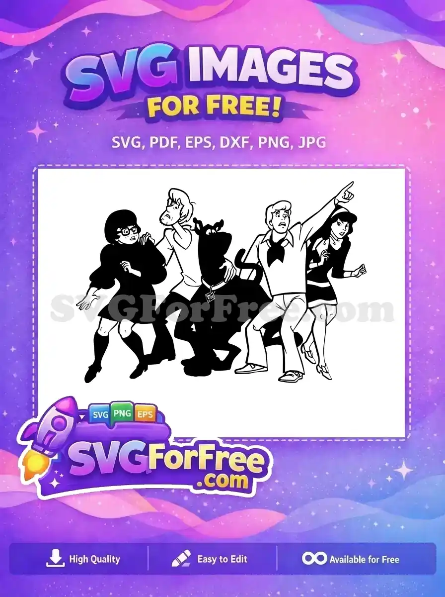 Free Scared Velma Free Shaggy Scooby Doo Gang Free SVG