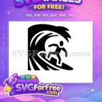 Free Surfer Silhouette Free Wave Sea Free SVG - Instant Download