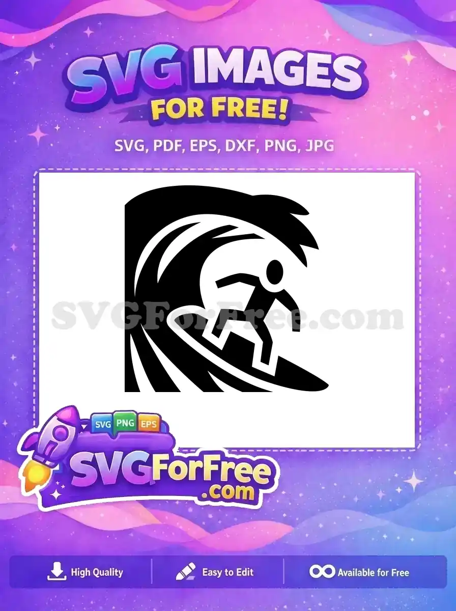 Free Surfer Silhouette Free Wave Sea Free SVG