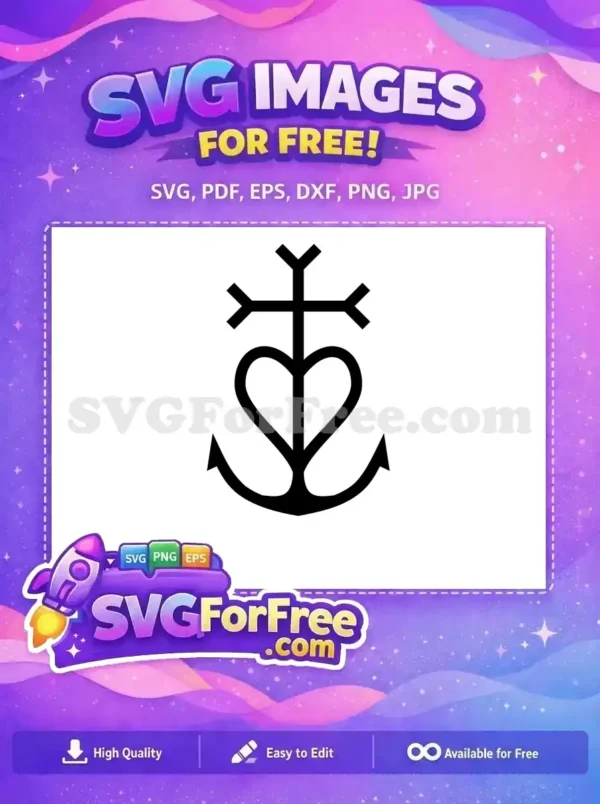 Free Camargue Cross Free Heart Anchor Sea Silhouette Free SVG