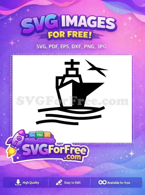 Free Black Sea Liner Free Bird Silhouette Sea Free SVG