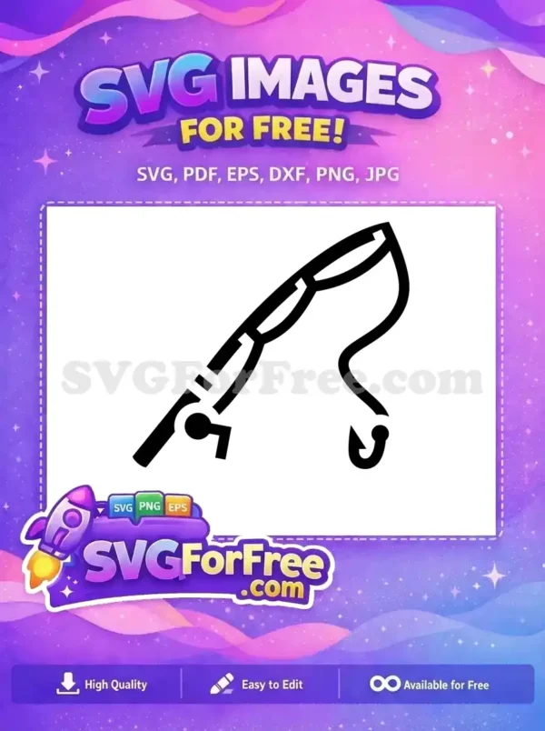 Free Fishing Rod Free Hook Sea Silhouette Free SVG