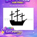 Free Black Ship Silhouette Free Pirate Sea Adventure Free SVG - Instant Download