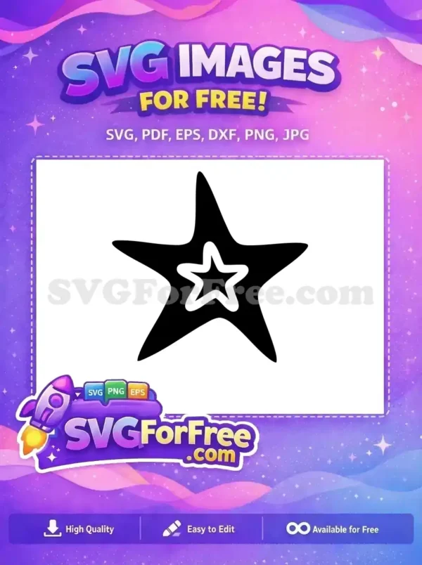 Free Black Starfish Free White Inlay Sea Free SVG