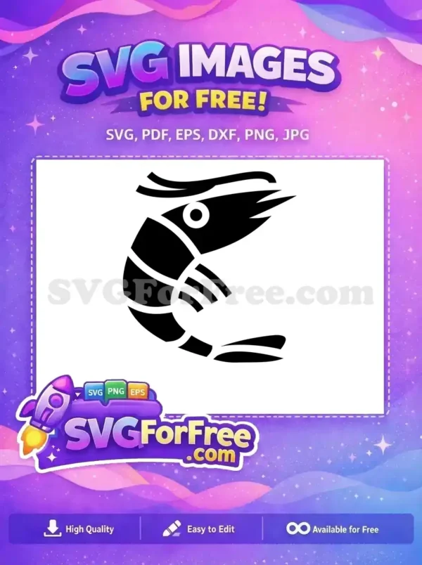 Free Black Shrimp Silhouette Free Sea Animal Swimming Free SVG
