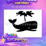 Free Sea Life Free Whale Palm Tree Silhouette Free SVG - Instant Download