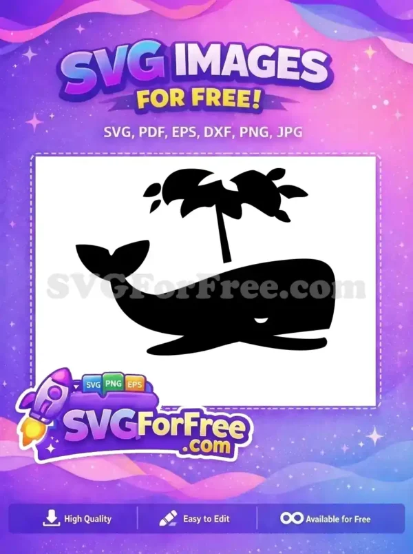 Free Sea Life Free Whale Palm Tree Silhouette Free SVG