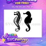 Free Detailed Outline Free Ocean Seahorse Silhouette Free SVG - Instant Download