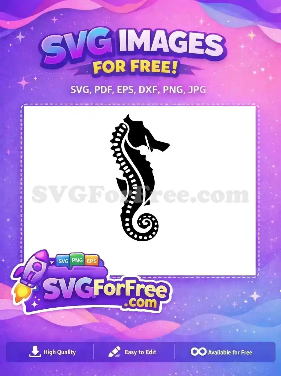 Free Detailed Outline Free Black Seahorse Silhouette Free SVG