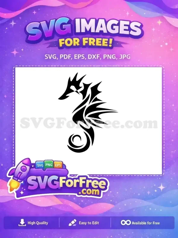 Free Abstract Seahorse Free Tribal Tattoo Sea Free SVG
