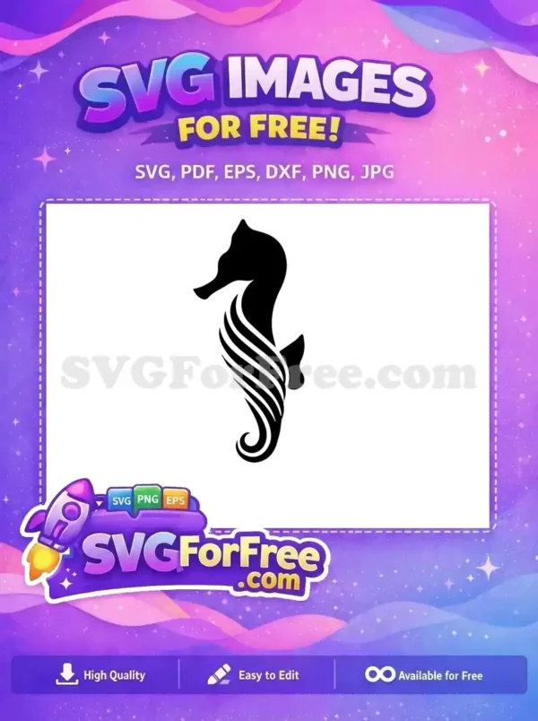 Free Solid Silhouette Free Line Art Seahorse Free SVG