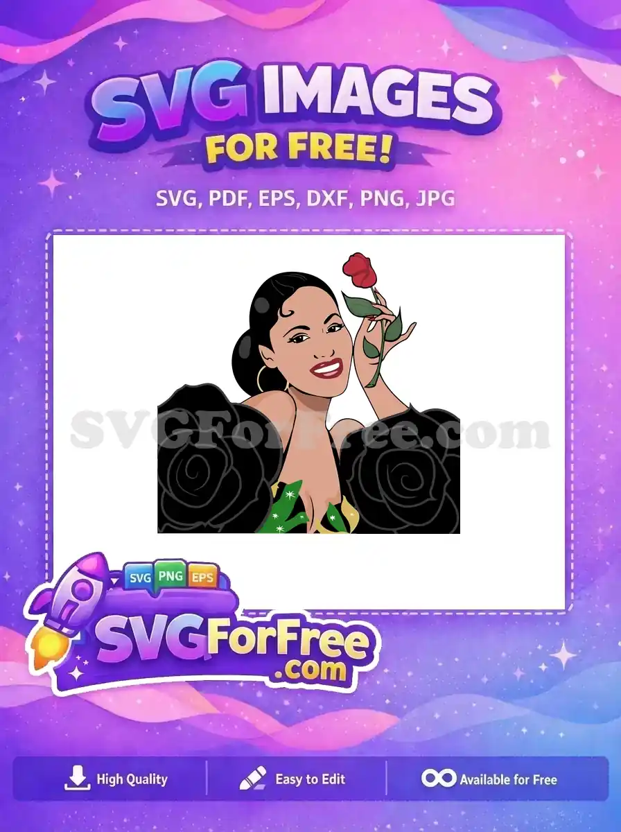 Free Smiling Selena Rose Free Green Dress Selena Free SVG