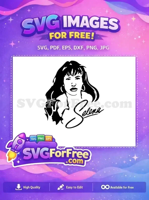 Free Portrait Silhouette Free Singer Selena Quintanilla Free SVG