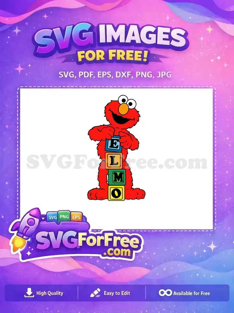 Free Smiling Elmo Free Colorful Blocks Sesame Street Free SVG