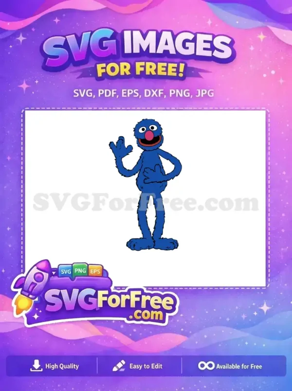 Free Waving Grover Free Pink Nose Sesame Street Free SVG 1