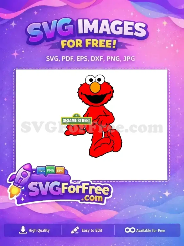 Free Red Elmo Smiling Free Sesame Street Sign Free SVG