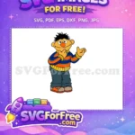 Free Happy Ernie Black Hair Free Blue Orange Yellow Sweater Sesame Street Free SVG - Instant Download