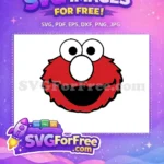 Free Smiling Red Furry Free Elmo Face Sesame Street Free SVG - Instant Download