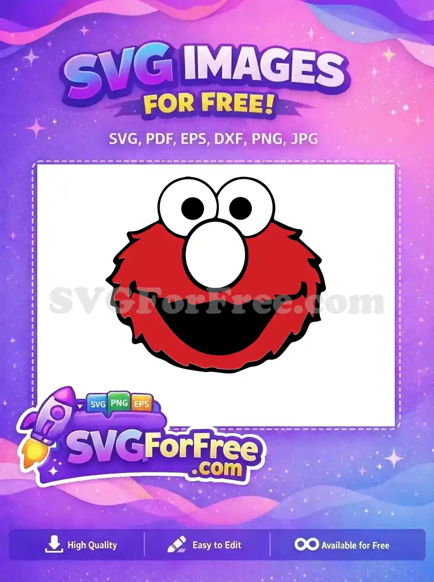 Free Smiling Red Furry Free Elmo Face Sesame Street Free SVG
