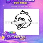 Free Happy Big Bird Outline Free Smiling Face Design Sesame Street Free SVG - Instant Download