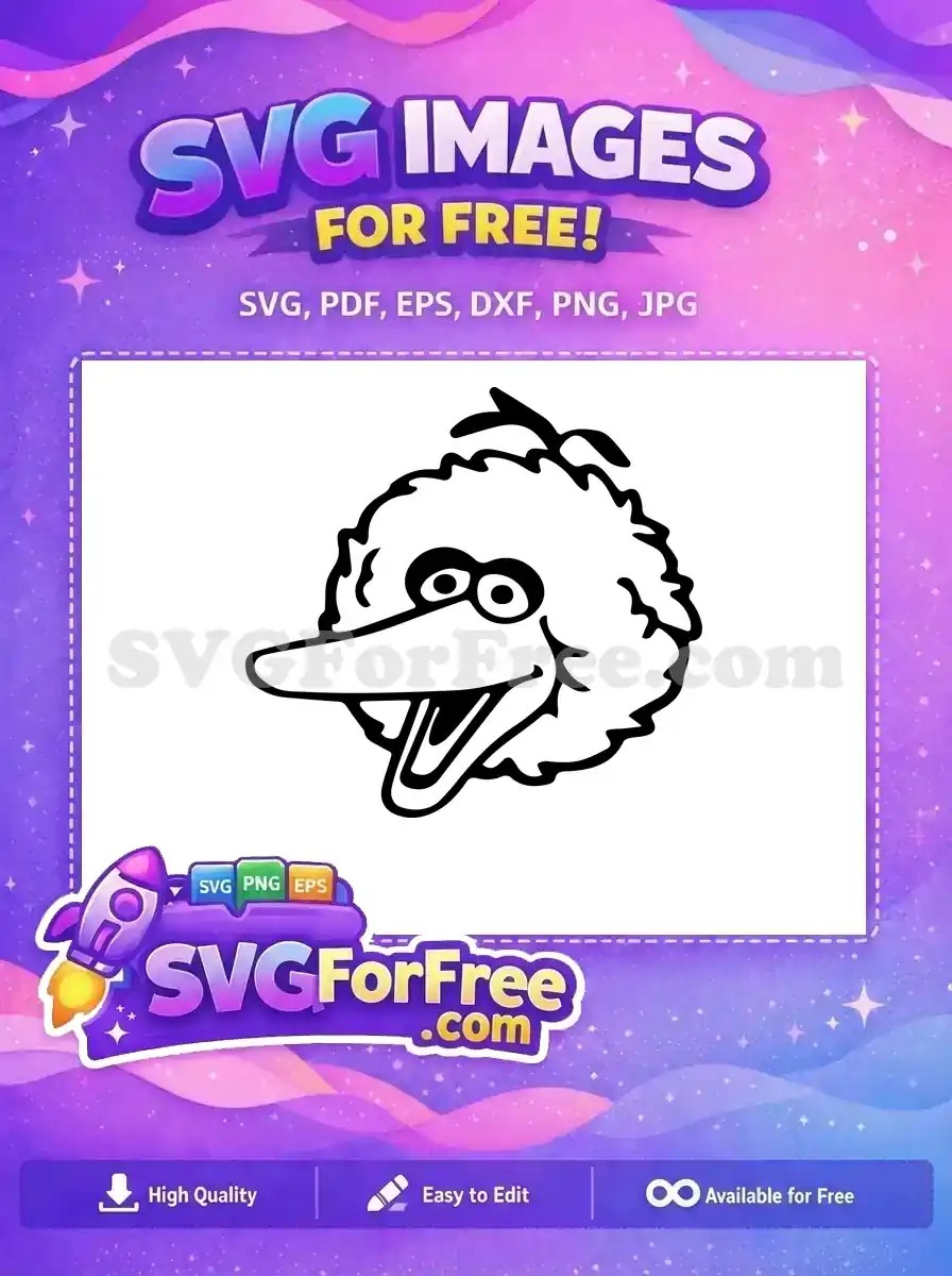 Free Happy Big Bird Outline Free Smiling Face Design Sesame Street Free SVG