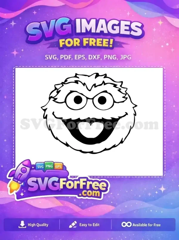 Free Happy Oscar Outline Free Big Smile Glasses Sesame Street Free SVG