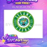 Free Teal Furry Monster Free Yellow Bow Sesame Street Free SVG - Instant Download