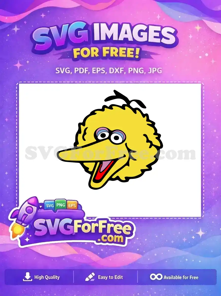 Free Yellow Bird Smiling Free Open Mouth Sesame Street Free SVG 2