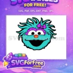 Free Turquoise Rosita Smiling Free Purple Bow Sesame Street Free SVG - Instant Download