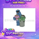 Free Cookie Monster Eating Cookies Free Oscar the Grouch Sesame Street Free SVG - Instant Download