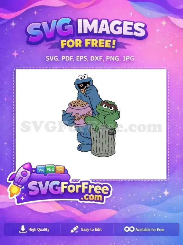 Free Cookie Monster Eating Cookies Free Oscar the Grouch Sesame Street Free SVG