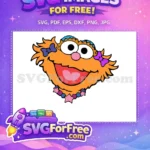 Free Zoe Bows Free Orange Sesame Street Character Free SVG - Instant Download
