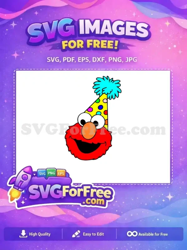 Free Red Elmo Yellow Party Hat Free Sesame Street Character Free SVG Free Red Elmo Yellow Party Hat Free Sesame Street Character Free SVG