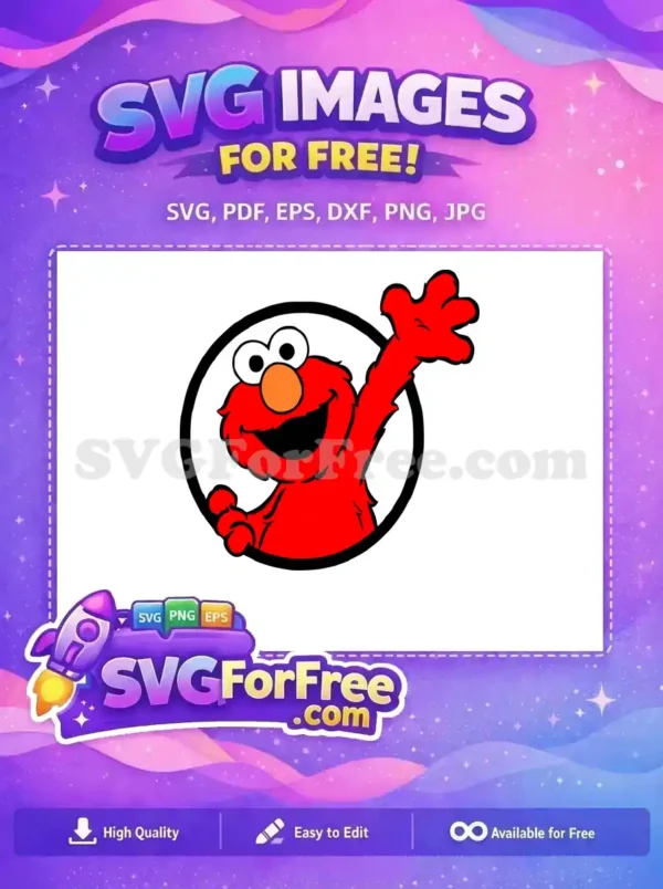Free Red Elmo Smiling Free Waving Hand Sesame Free SVG