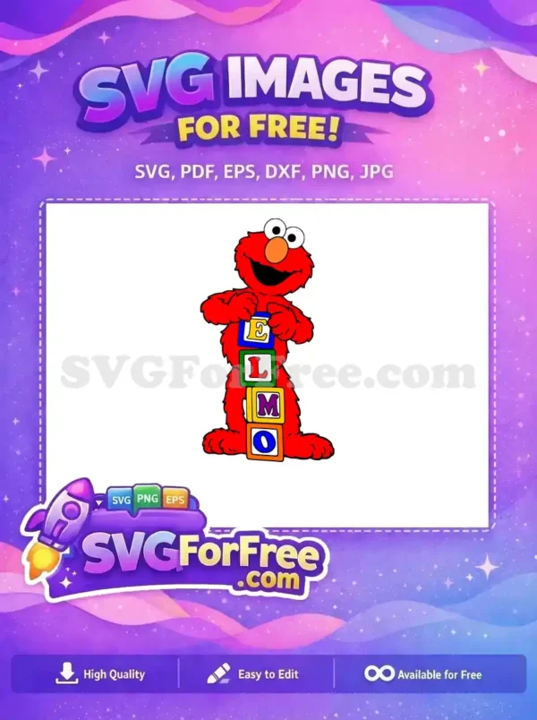Free Happy Red Elmo Free Stacking Colorful Name Blocks Sesame Street Free SVG