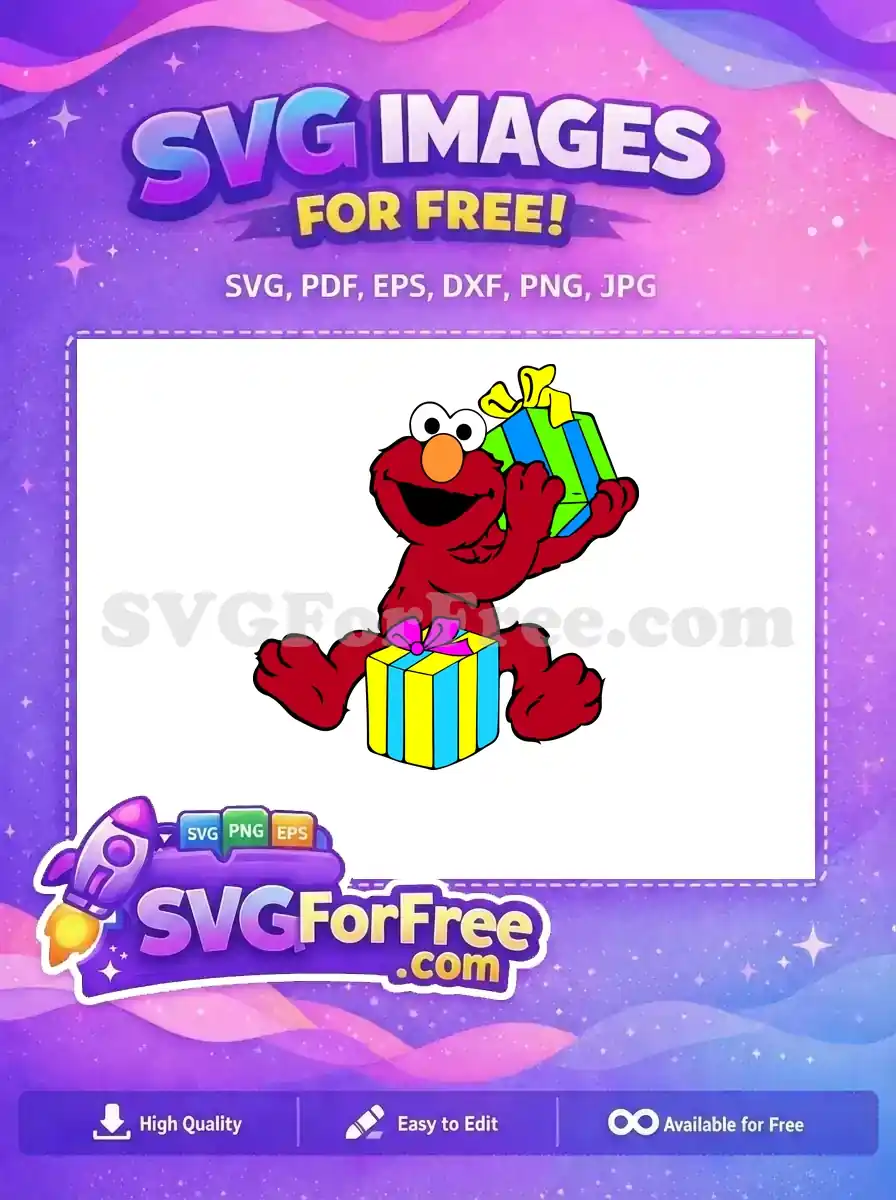 Free Red Elmo Presents Free Yellow Blue Gifts Sesame Street Free SVG