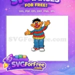 Free Orange Smiling Ernie Free Striped Shirt Sesame Street Free SVG - Instant Download