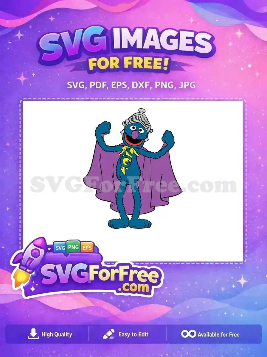 Free Grover Knight Posing Free Purple Cape Sesame Street Free SVG