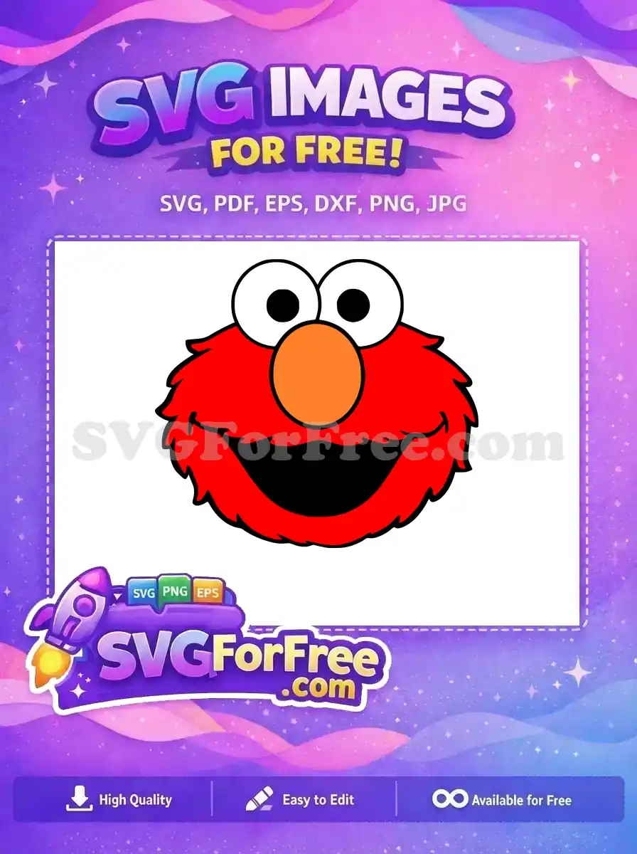 Free Smiling Red Elmo Face Free Orange Nose Sesame Street Free SVG